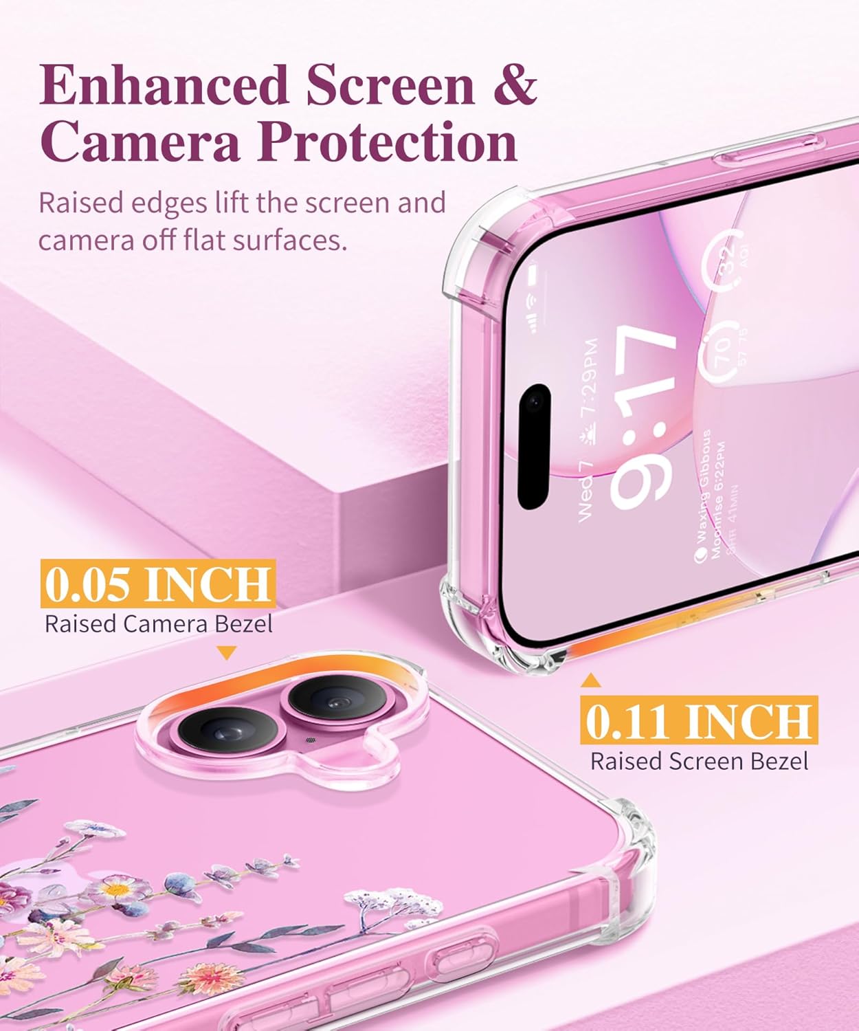 GVIEWIN for iPhone 16 Case Floral