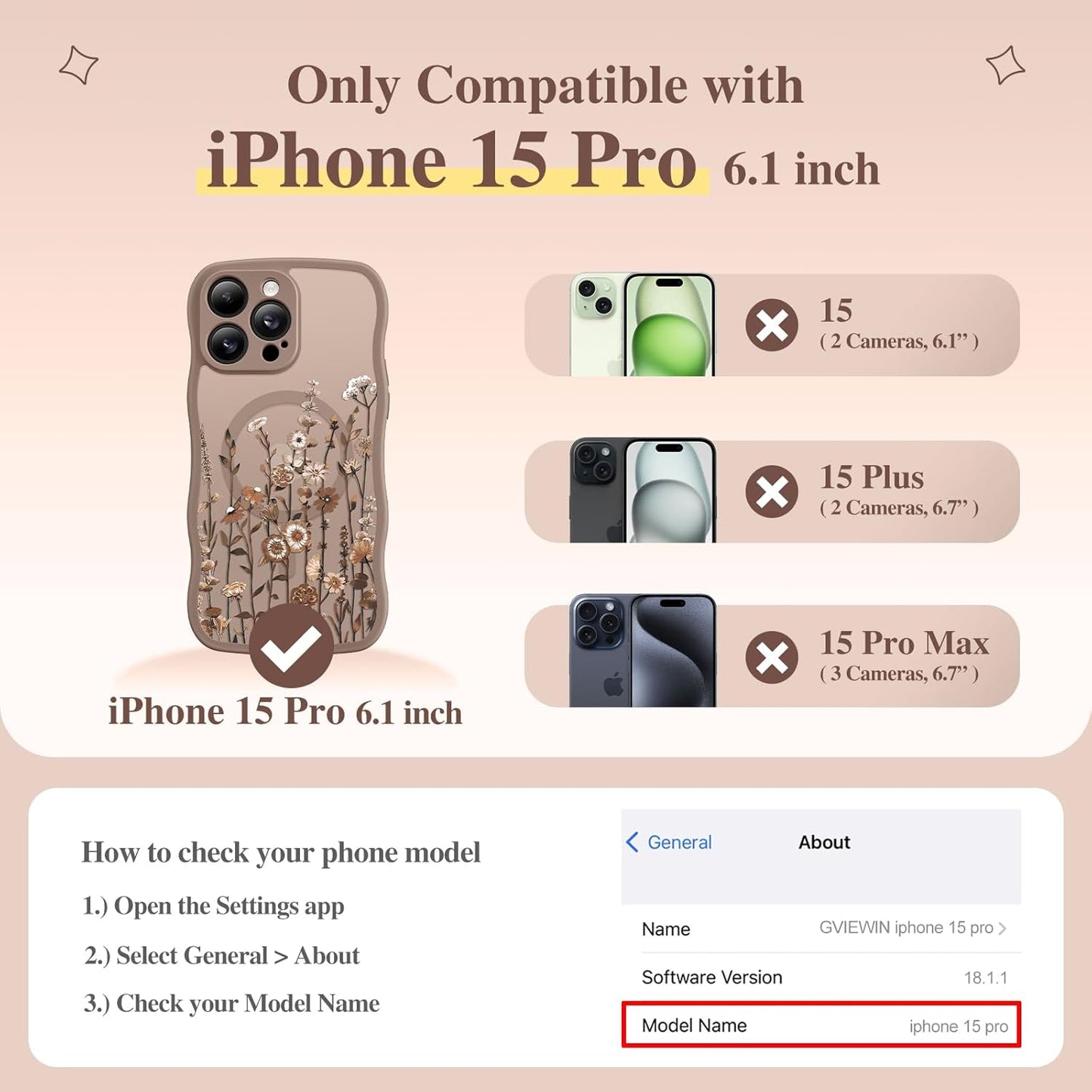 GVIEWIN for iPhone 15 Pro Case Compatible with MagSafe
