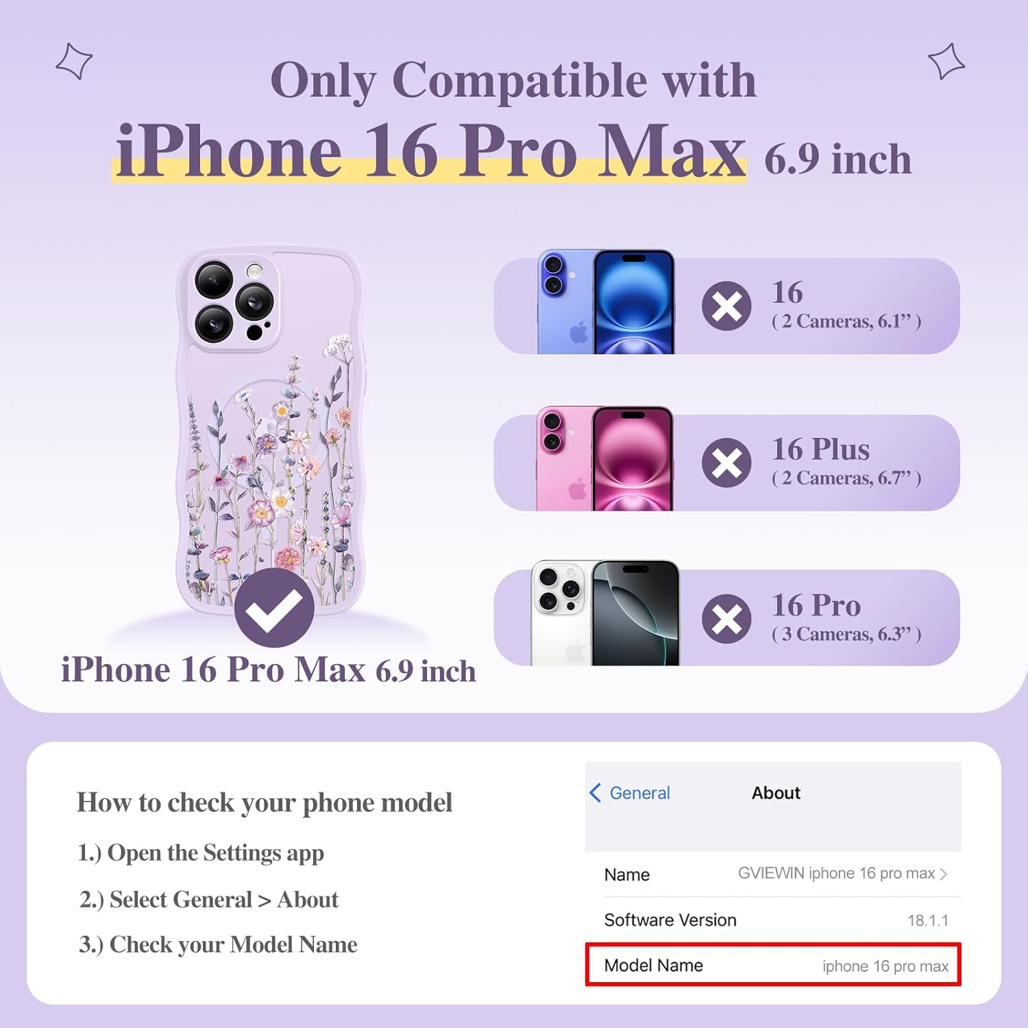 GVIEWIN for iPhone 16 Pro Max Case Compatible with MagSafe