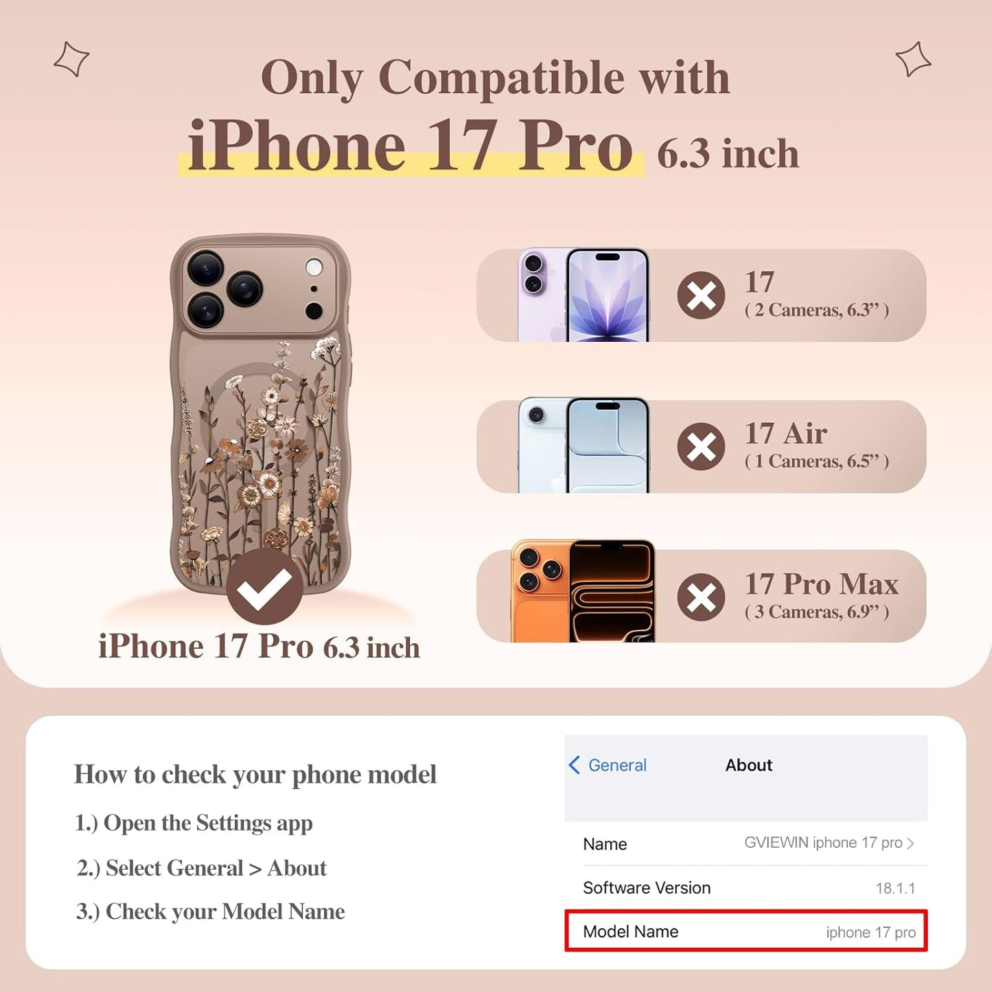 GVIEWIN for iPhone 17 Pro Case Compatible with MagSafe
