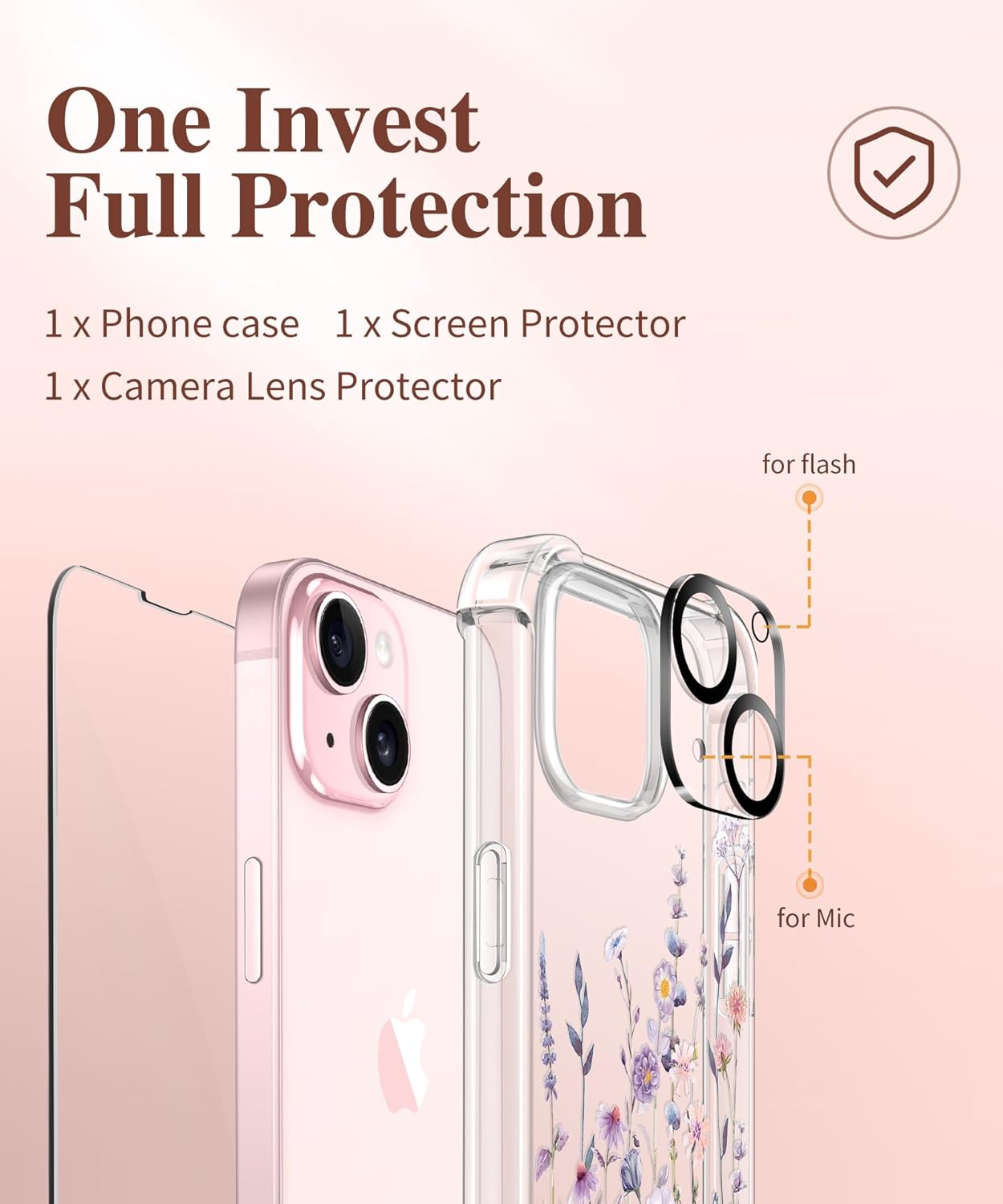 GVIEWIN for iPhone 15 Case Floral