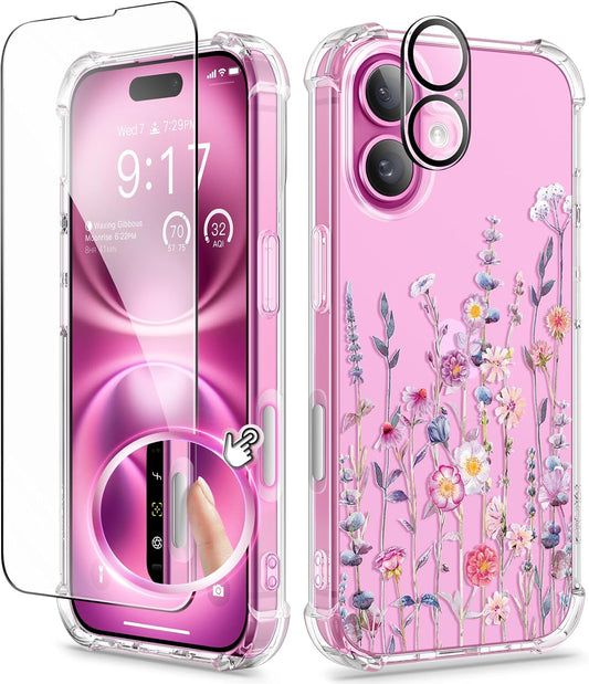 GVIEWIN for iPhone 16 Plus Case Floral