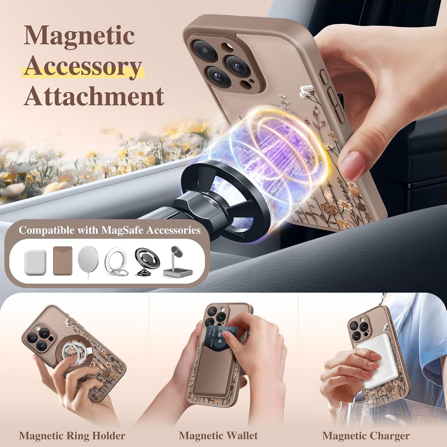 GVIEWIN for iPhone 16 Pro Case Compatible with MagSafe