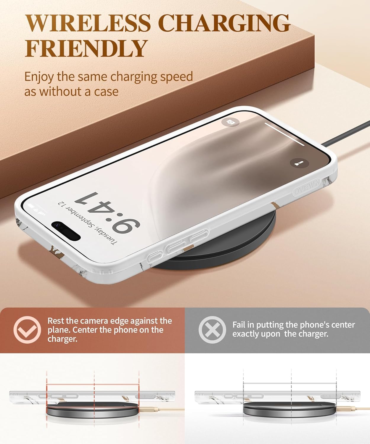 GVIEWIN Marble for iPhone 15 Pro White Marble Case