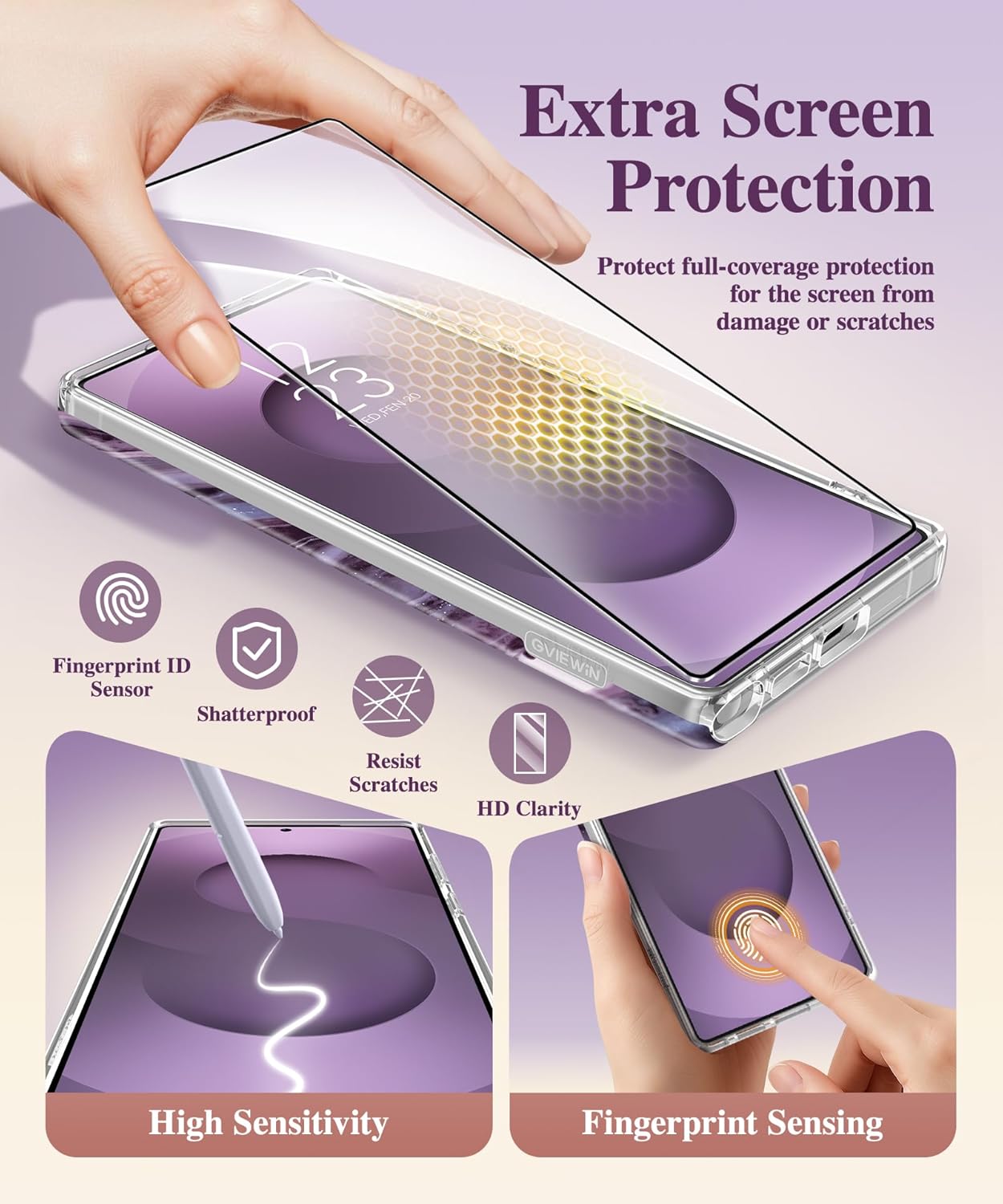GVIEWIN for Samsung Galaxy S25 Ultra Case with Slide Camera Cover