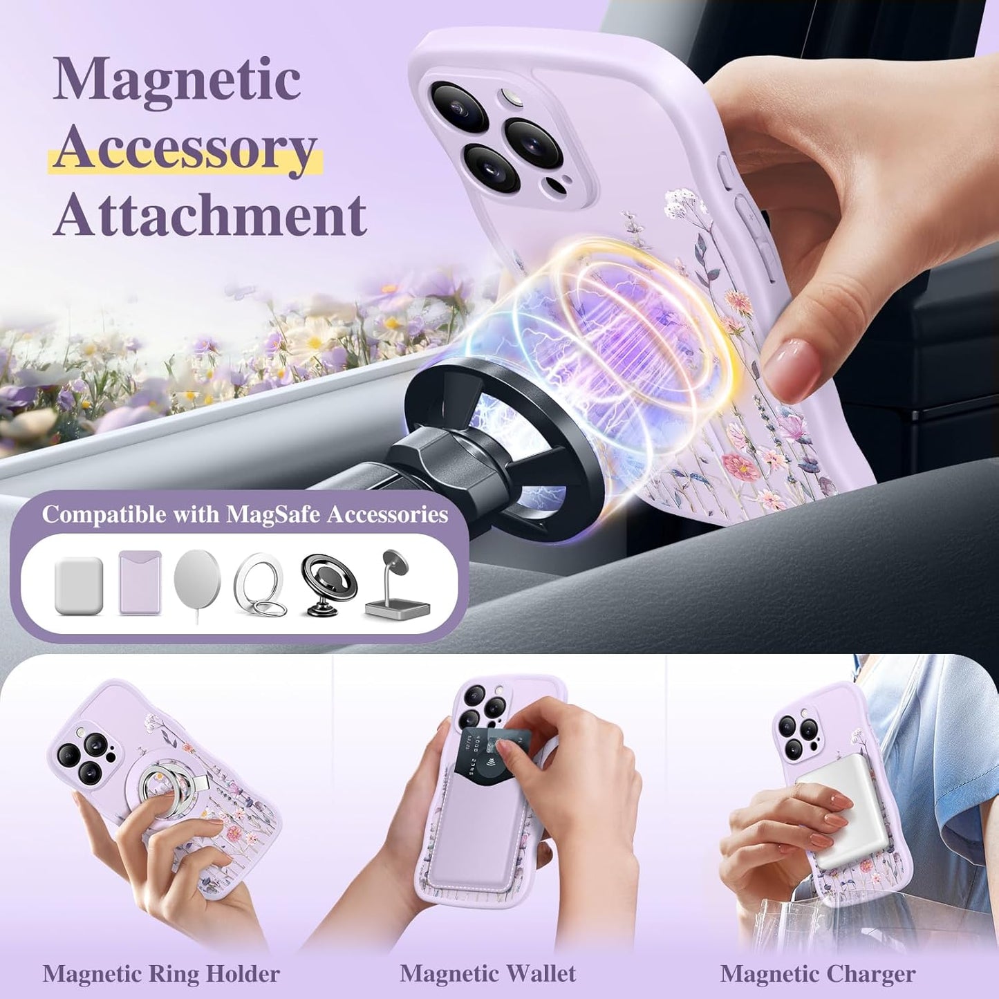GVIEWIN for iPhone 16 Pro Max Case Compatible with MagSafe