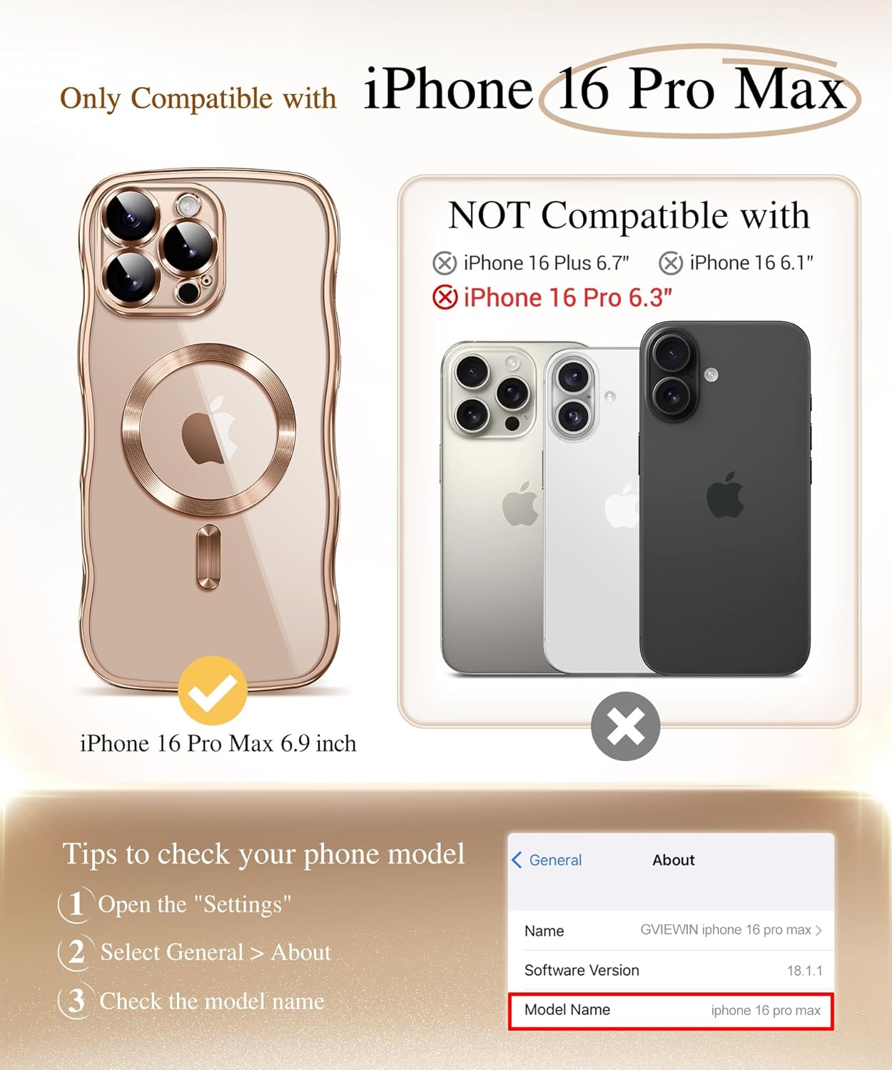 GVIEWIN for iPhone 16 Pro Max Case Compatible with MagSafe