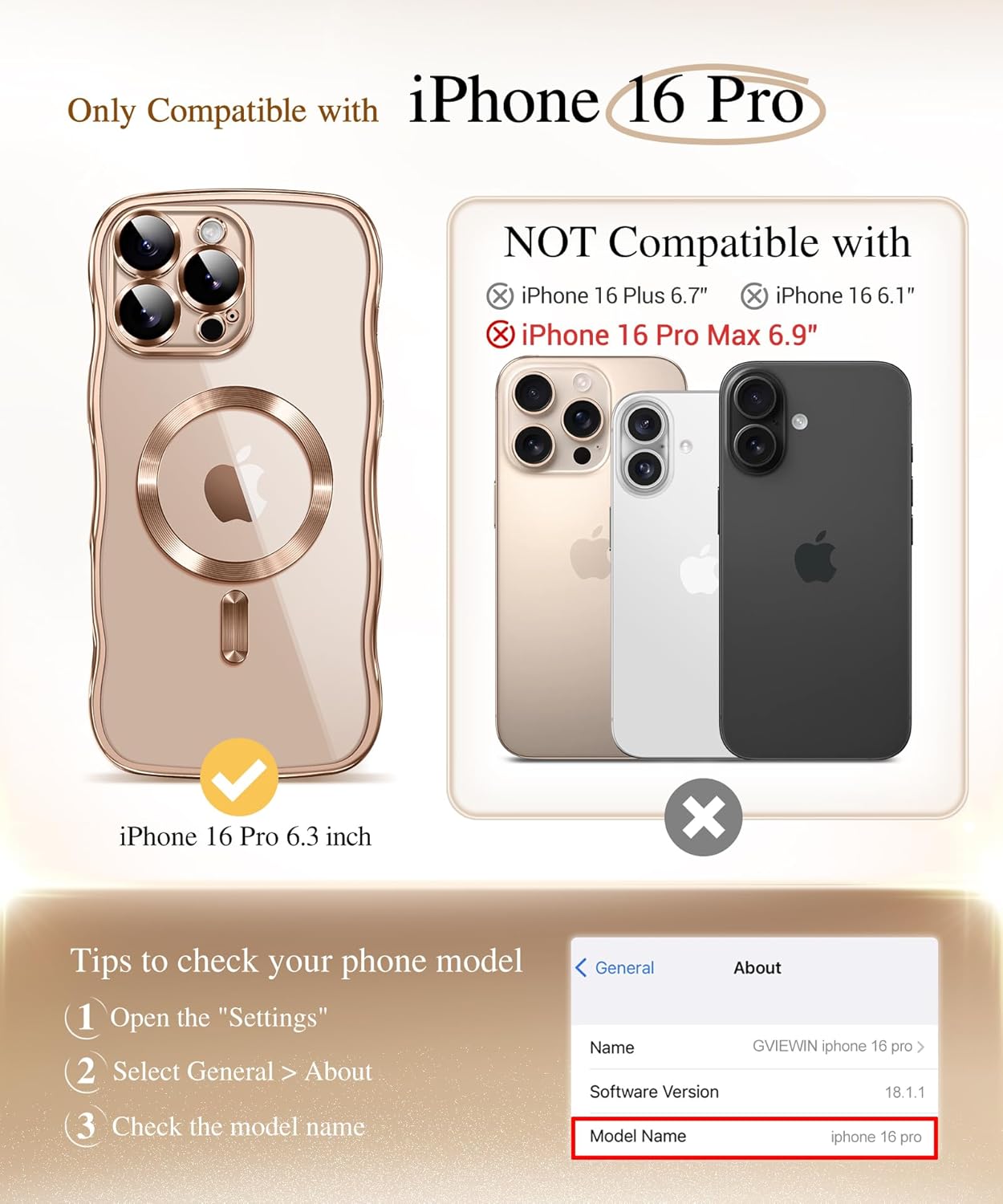 GVIEWIN for iPhone 16 Pro Case Compatible with MagSafe