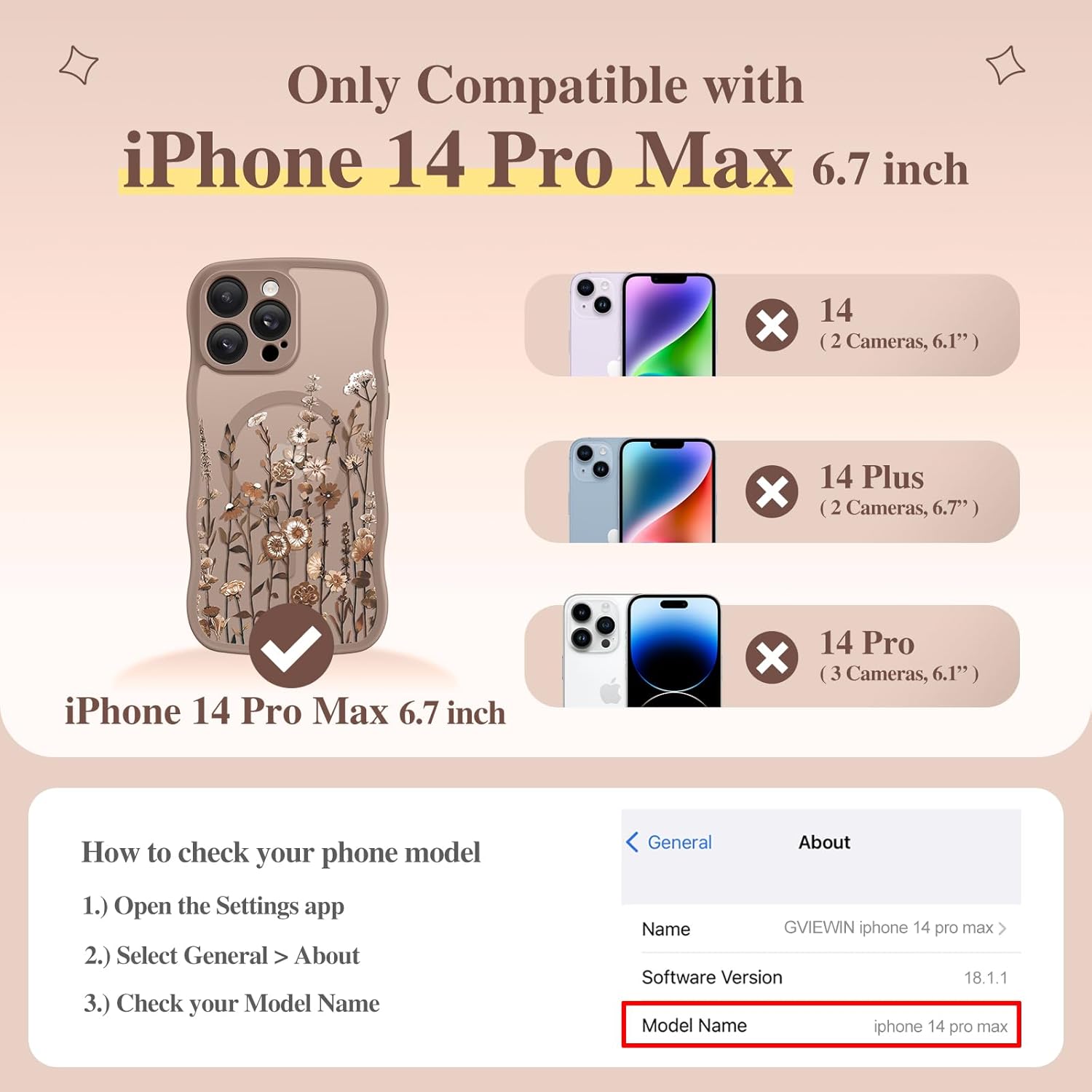 GVIEWIN for iPhone 14 Pro Max Case Compatible with MagSafe