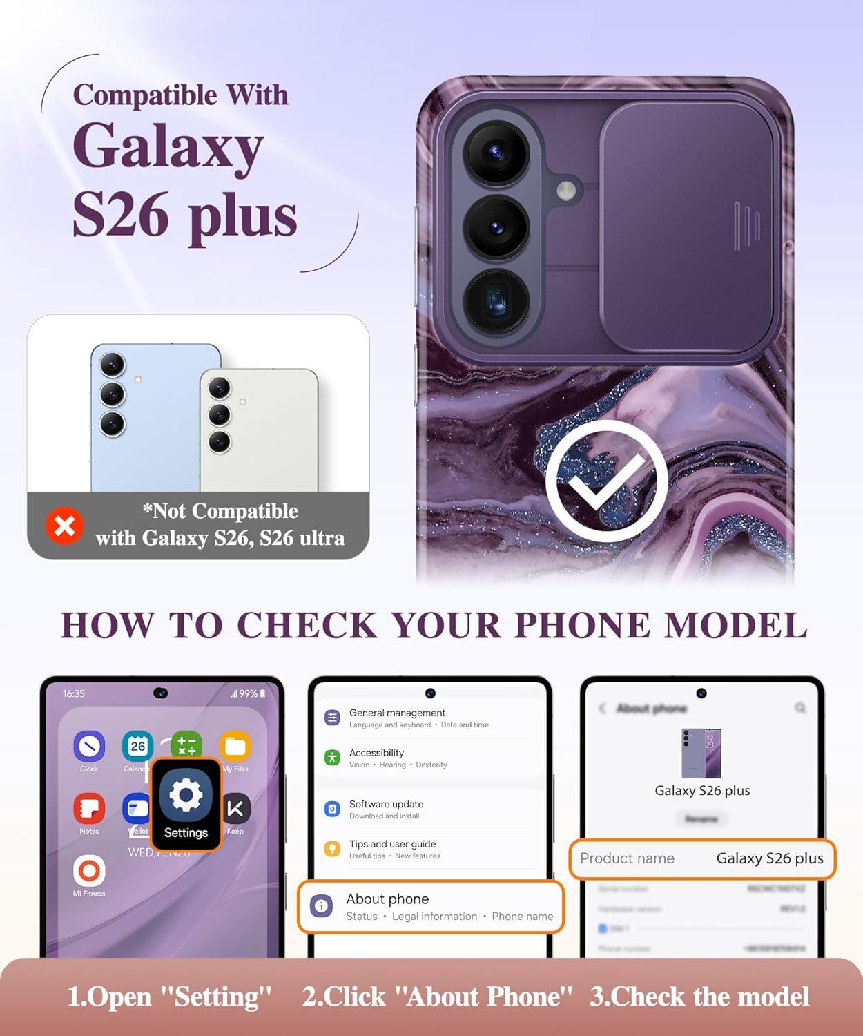 GVIEWIN Compatible with Samsung Galaxy S26 Plus Case