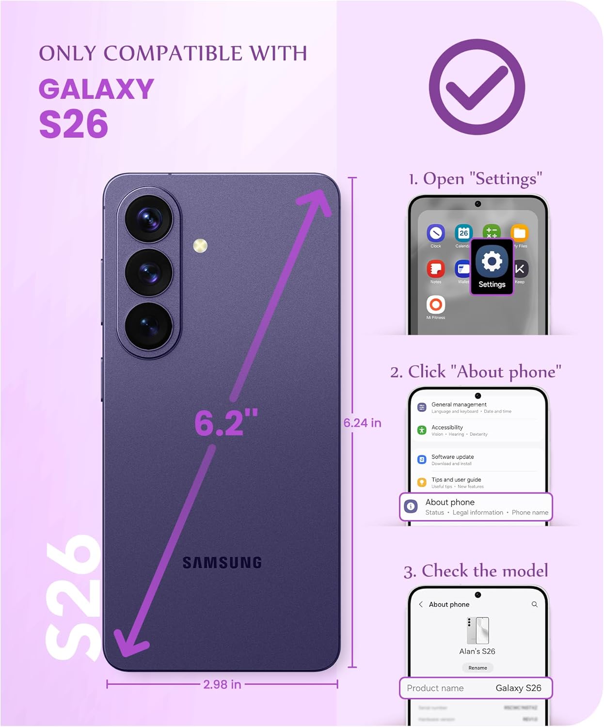 GVIEWIN Compatible with Samsung Galaxy S26 Case
