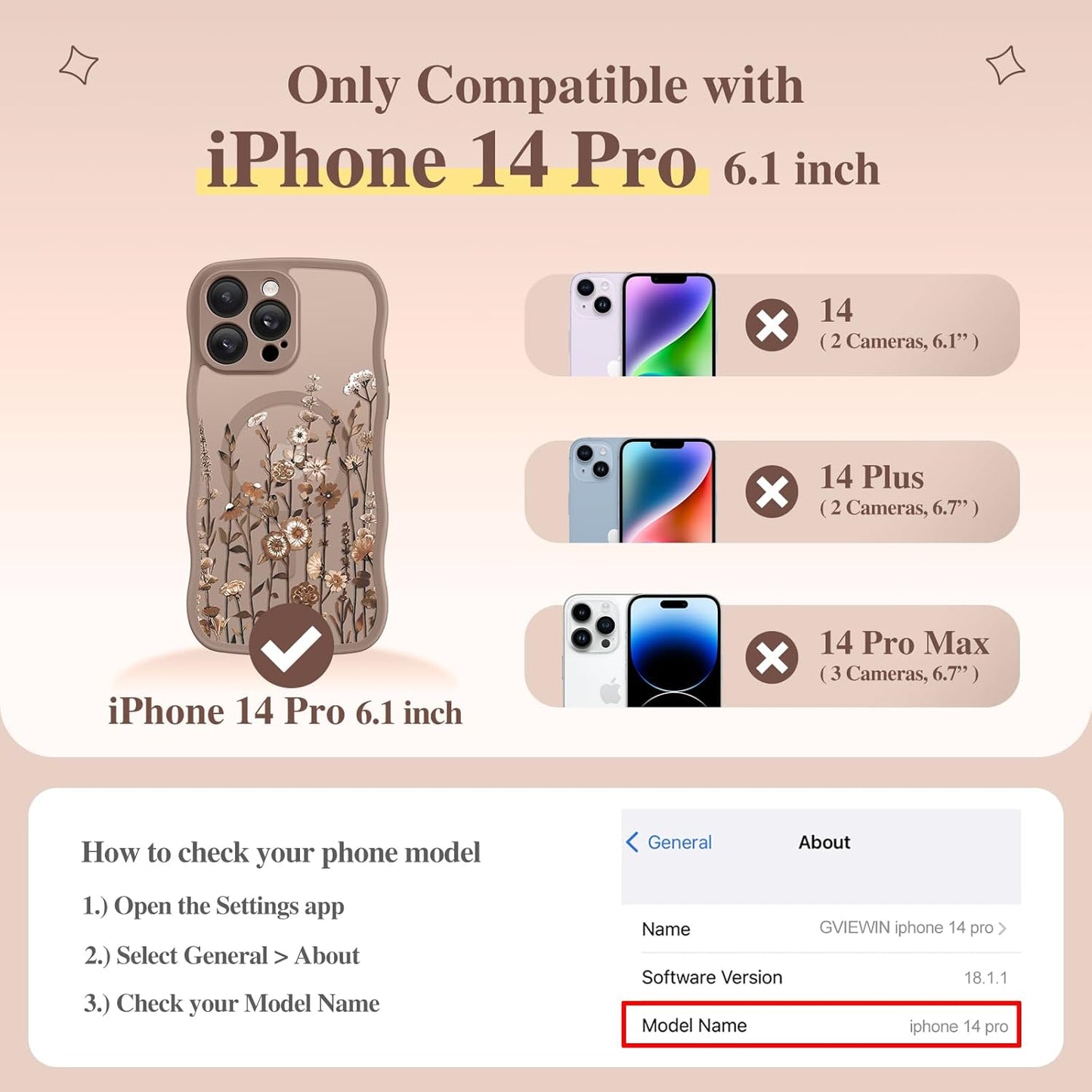 GVIEWIN for iPhone 14 Pro Case Compatible with MagSafe