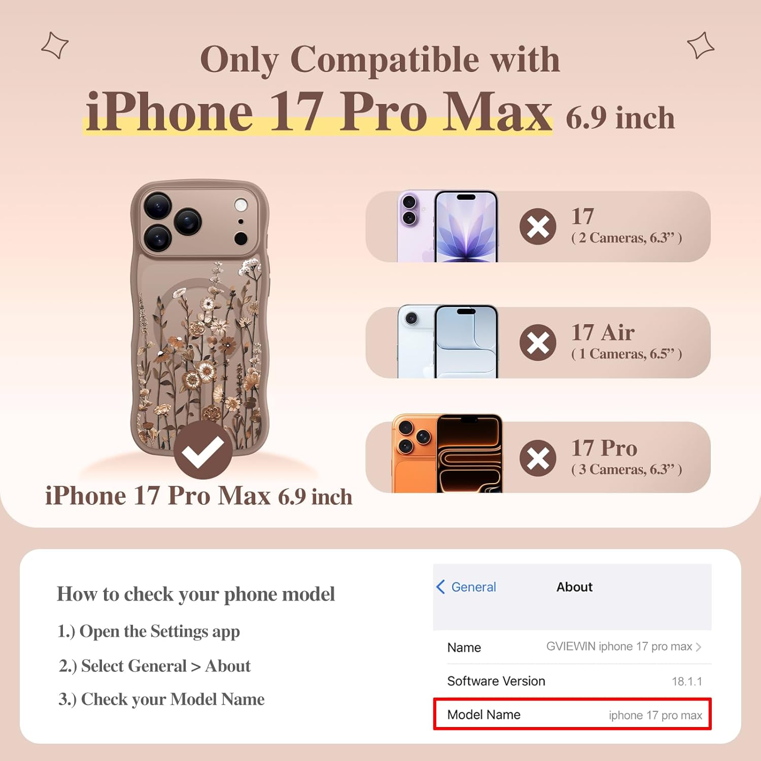 GVIEWIN for iPhone 17 Pro Max Case Compatible with MagSafe