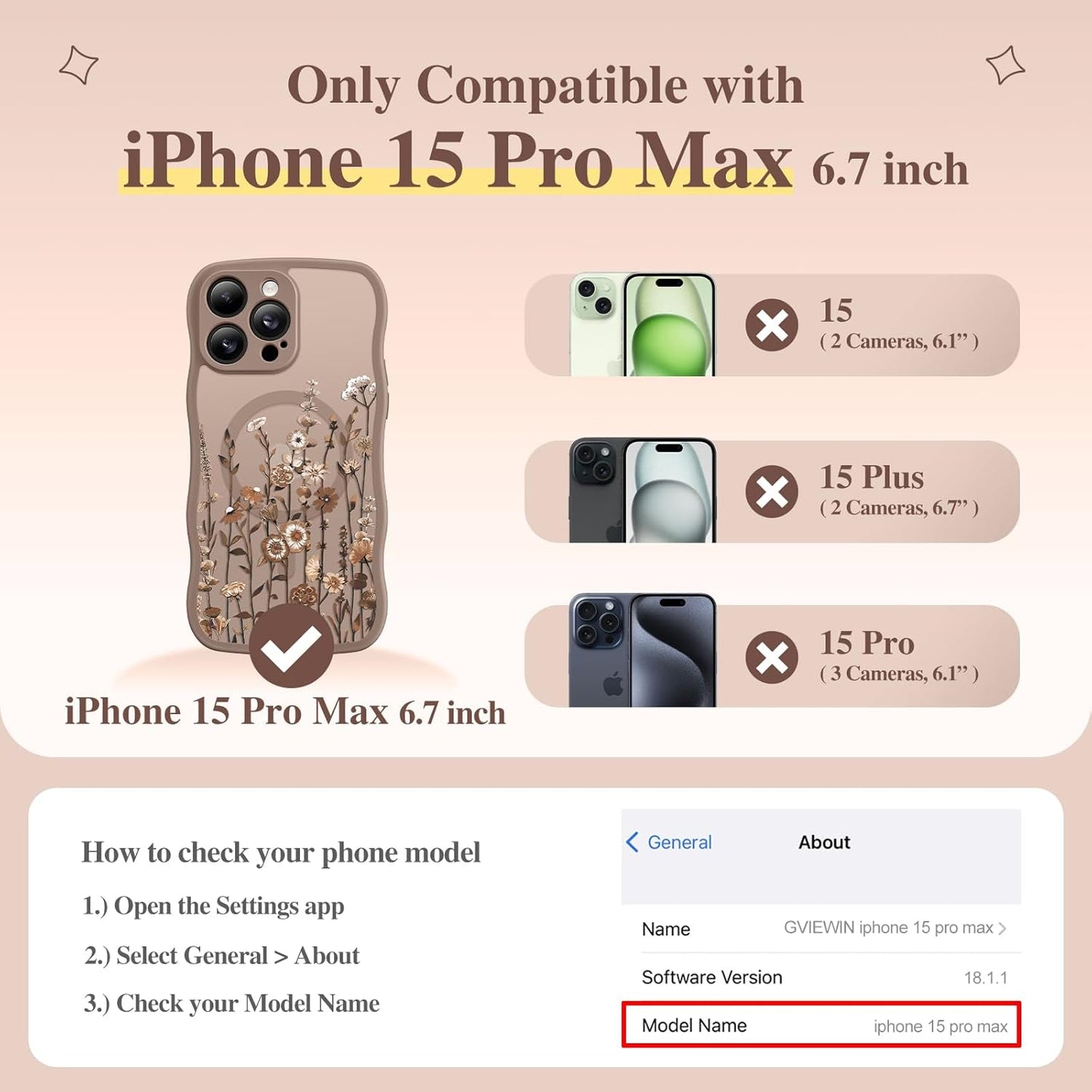GVIEWIN for iPhone 15 Pro Max Case Compatible with MagSafe
