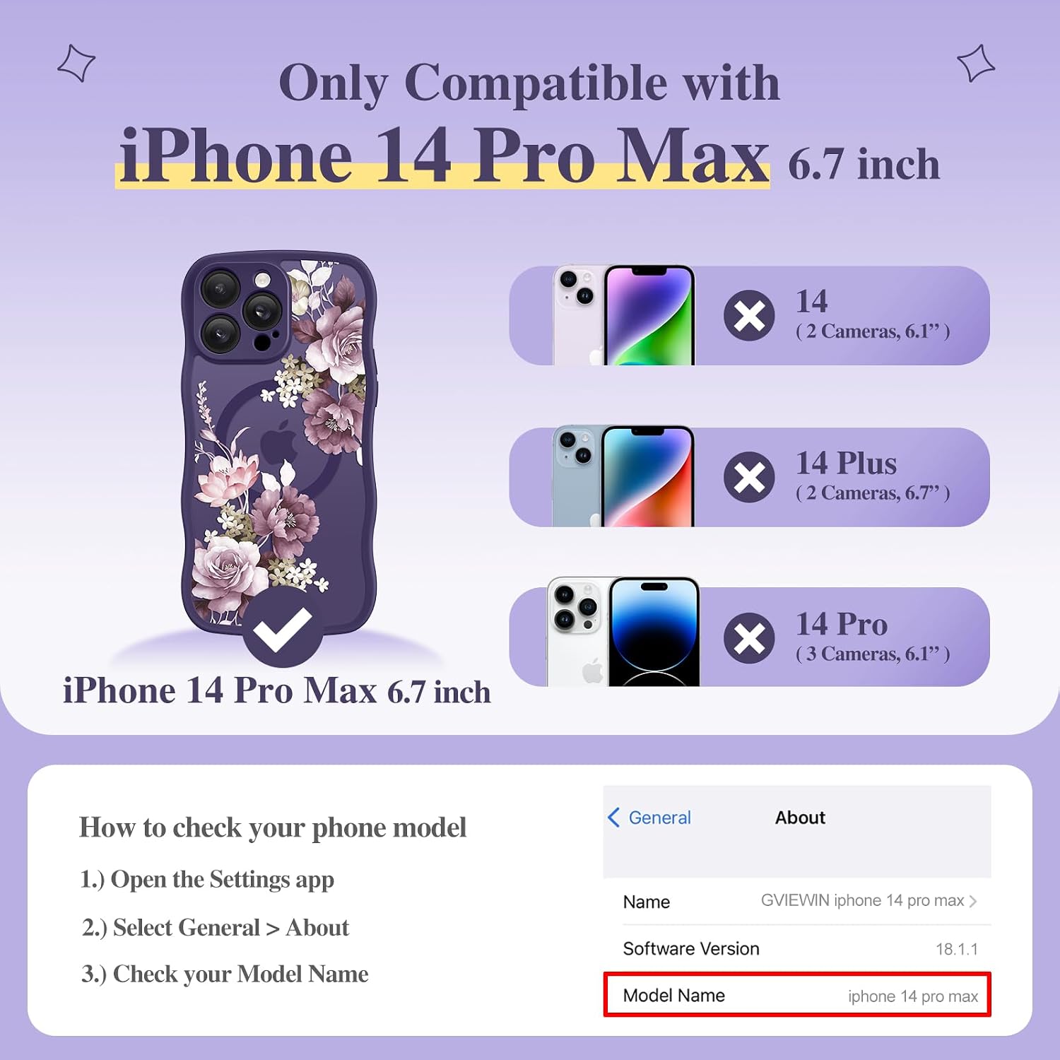 GVIEWIN for iPhone 14 Pro Max Case Compatible with MagSafe