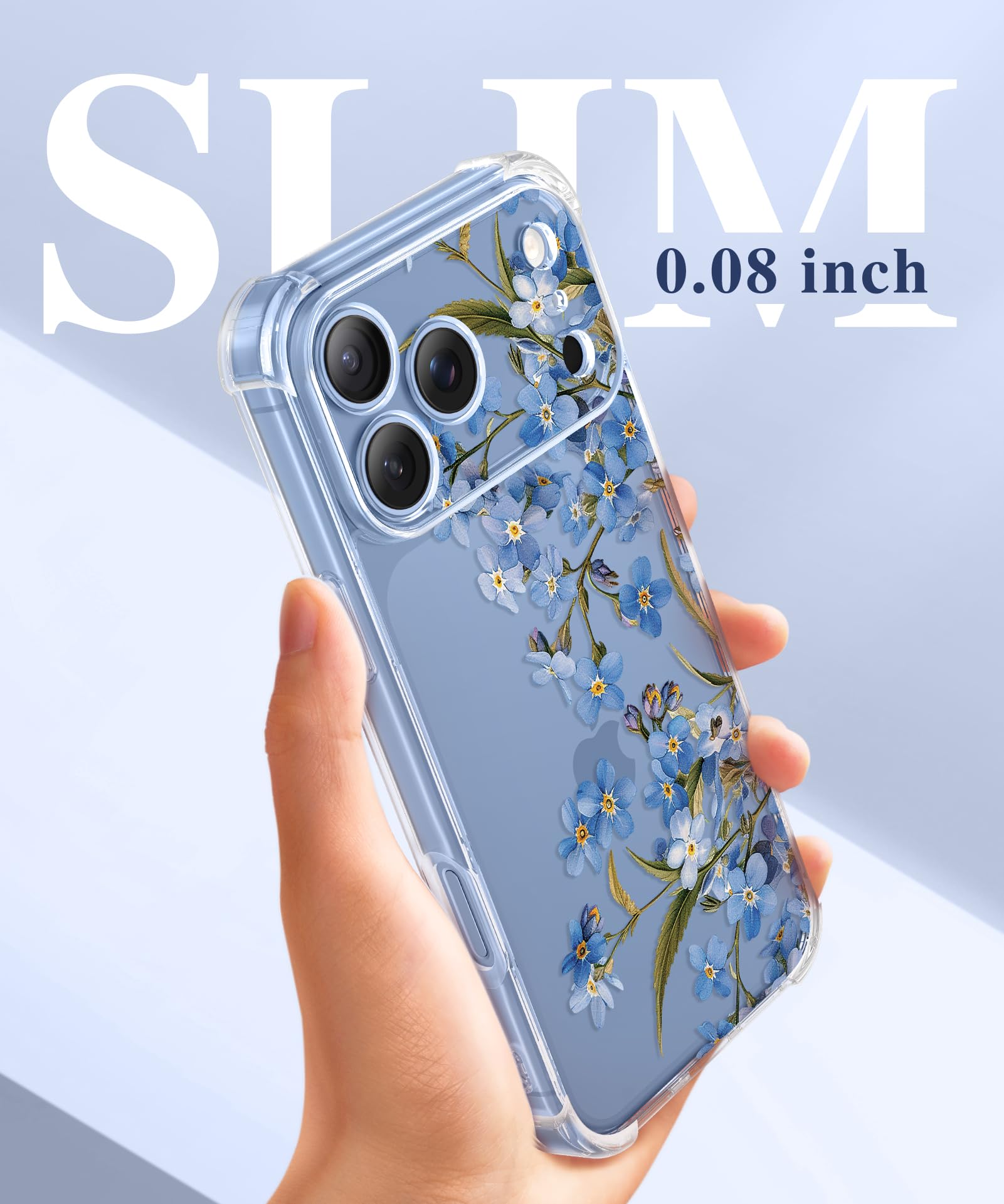 GVIEWIN for iPhone 18 Pro Max Case/17 Pro Max Case Floral Clear Slim Women