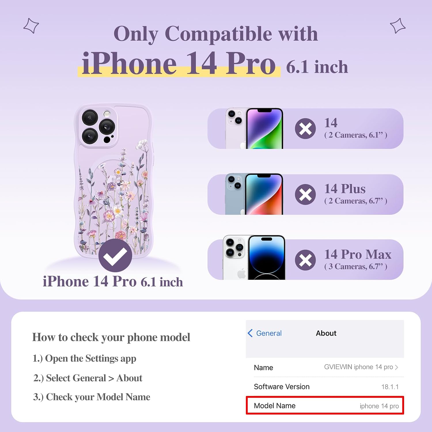 GVIEWIN for iPhone 14 Pro Case Compatible with MagSafe