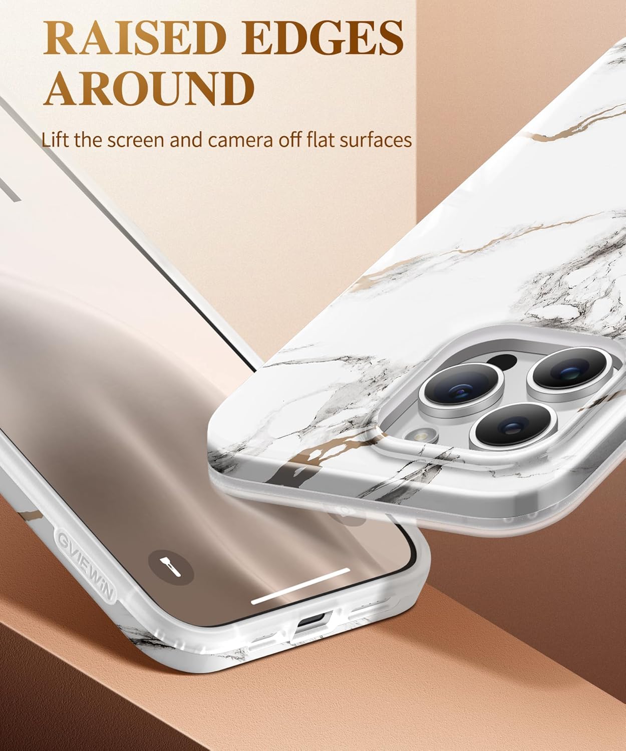 GVIEWIN Marble for iPhone 15 Pro White Marble Case