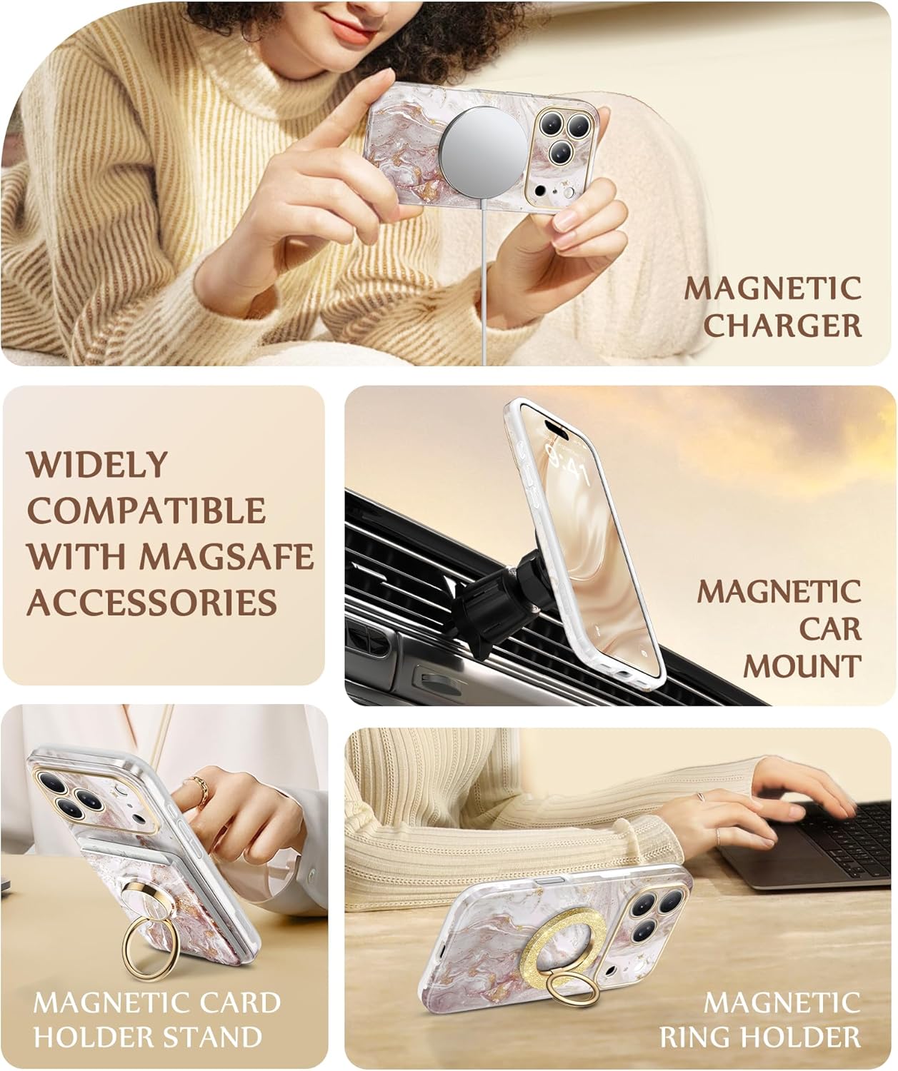GVIEWIN for iPhone 17 Pro Case Compatible with MagSafe