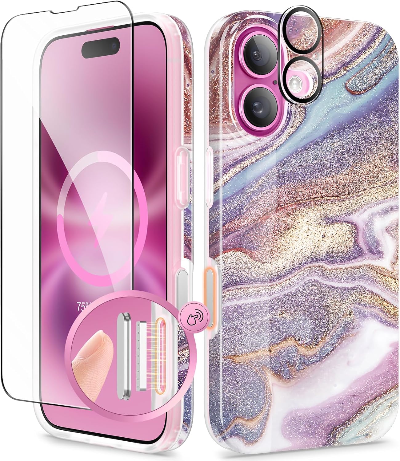 GVIEWIN for iPhone 16 Marble Case