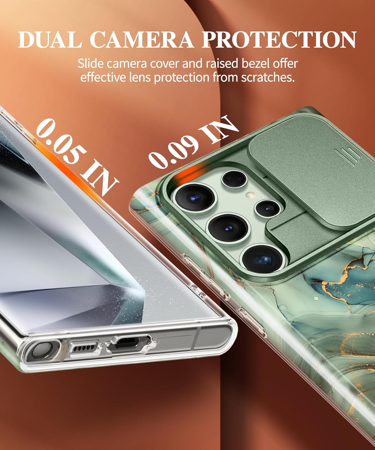 Samsung S24 Ultra Marble Case with Slide Camera Cover