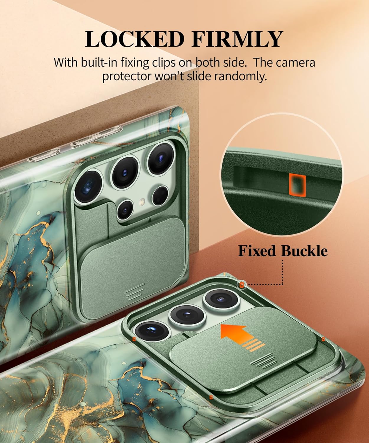 Samsung S24 Ultra Marble Case with Slide Camera Cover
