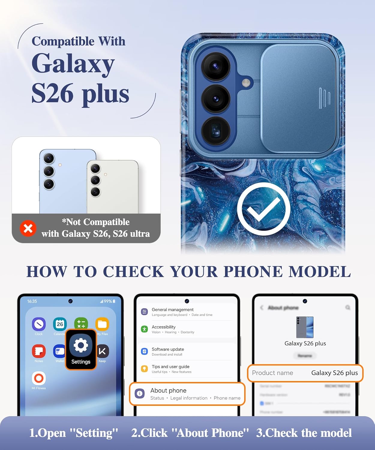GVIEWIN Compatible with Samsung Galaxy S26 Plus Case