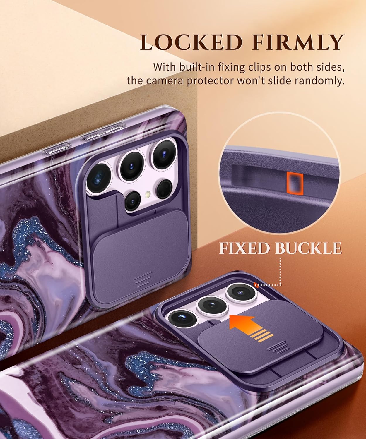 GVIEWIN for Samsung Galaxy S23 Ultra Case with Slide Camera Cover