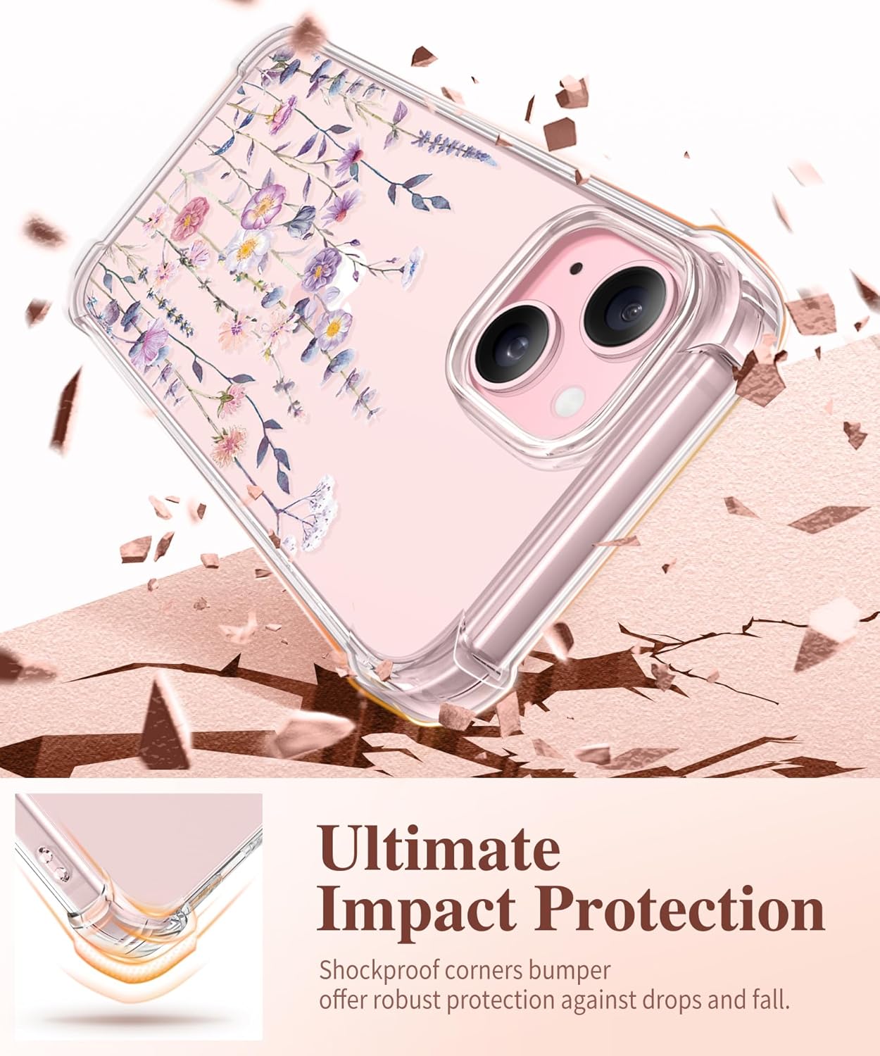 GVIEWIN for iPhone 15 Case Floral