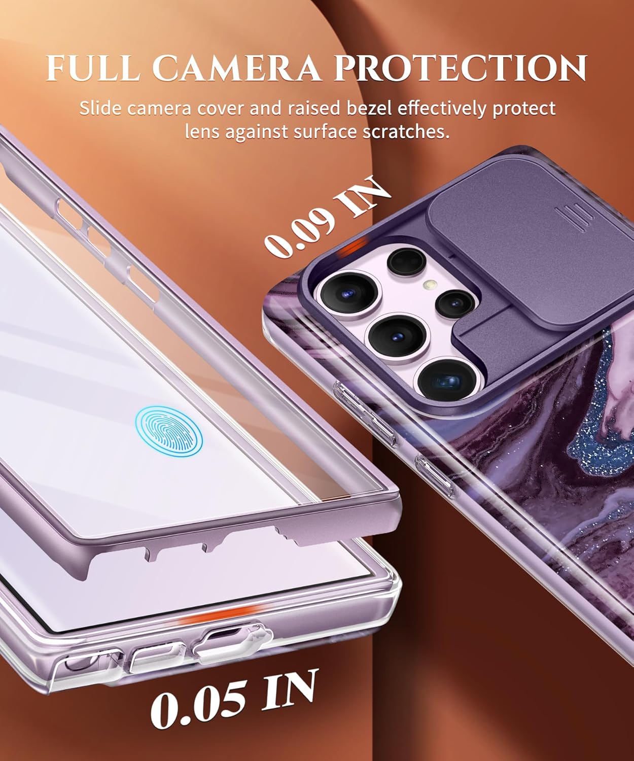 GVIEWIN for Samsung Galaxy S23 Ultra Case with Slide Camera Cover