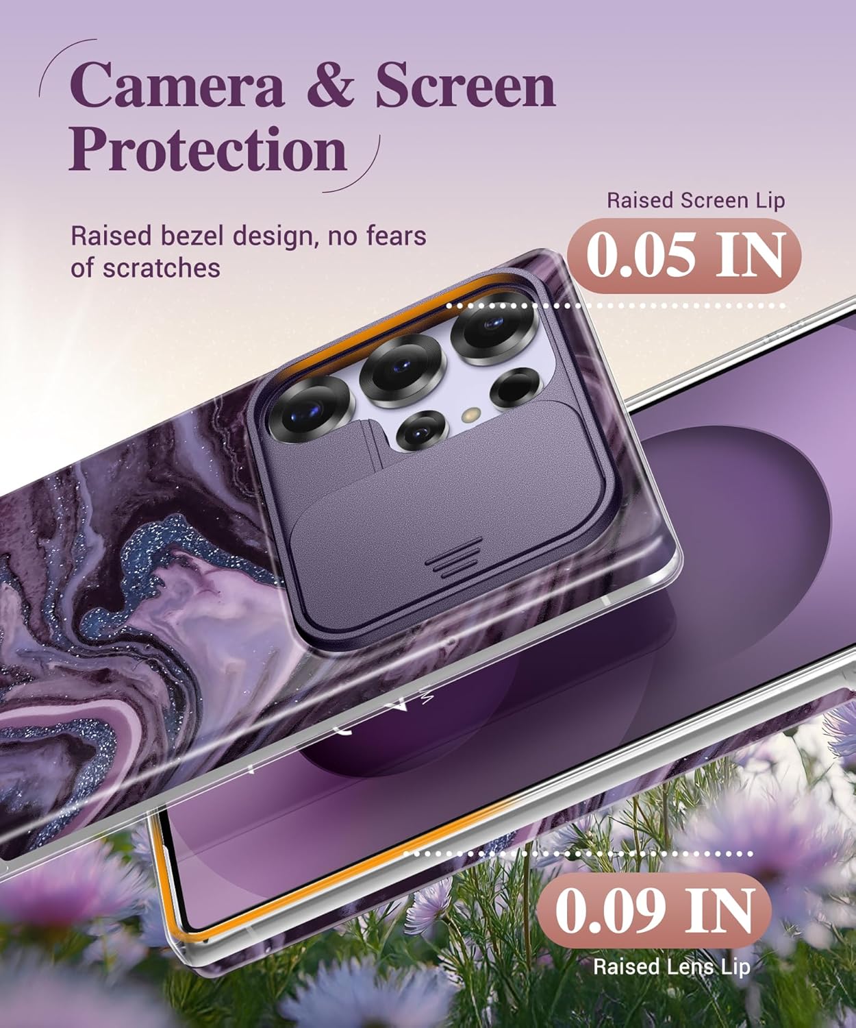 GVIEWIN for Samsung Galaxy S25 Ultra Case with Slide Camera Cover