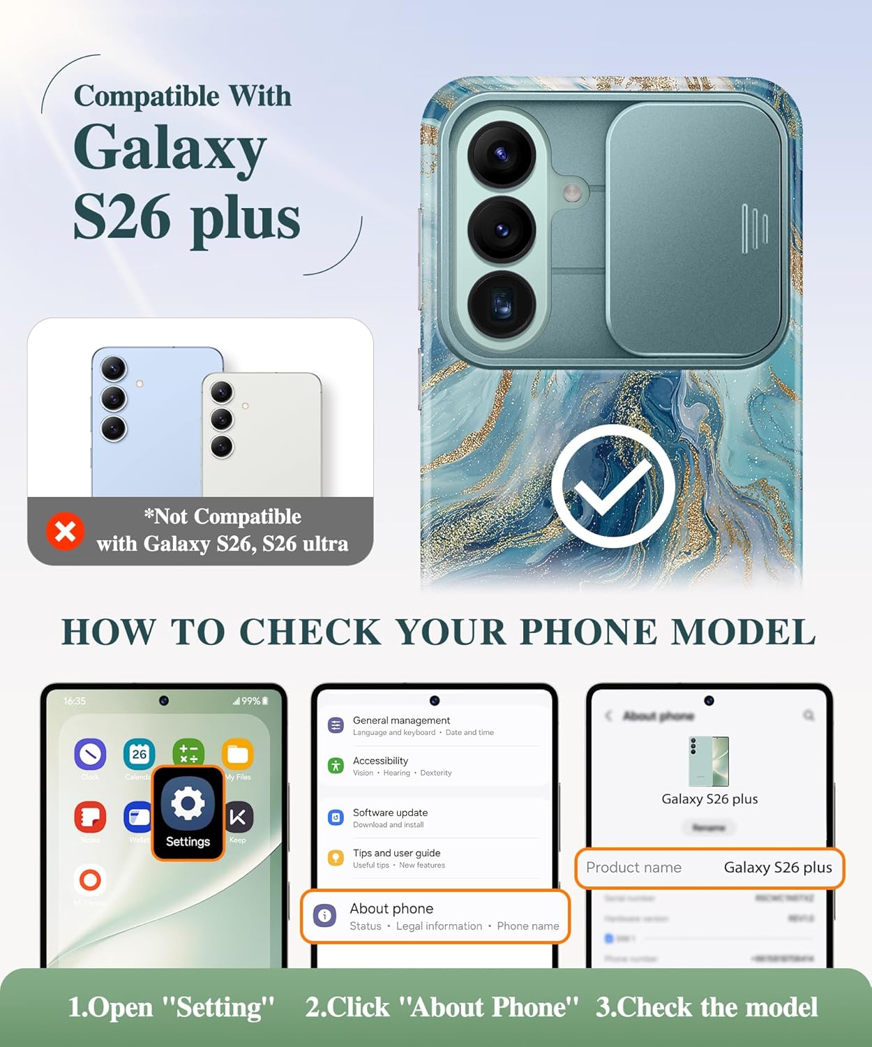 GVIEWIN Compatible with Samsung Galaxy S26 Plus Case