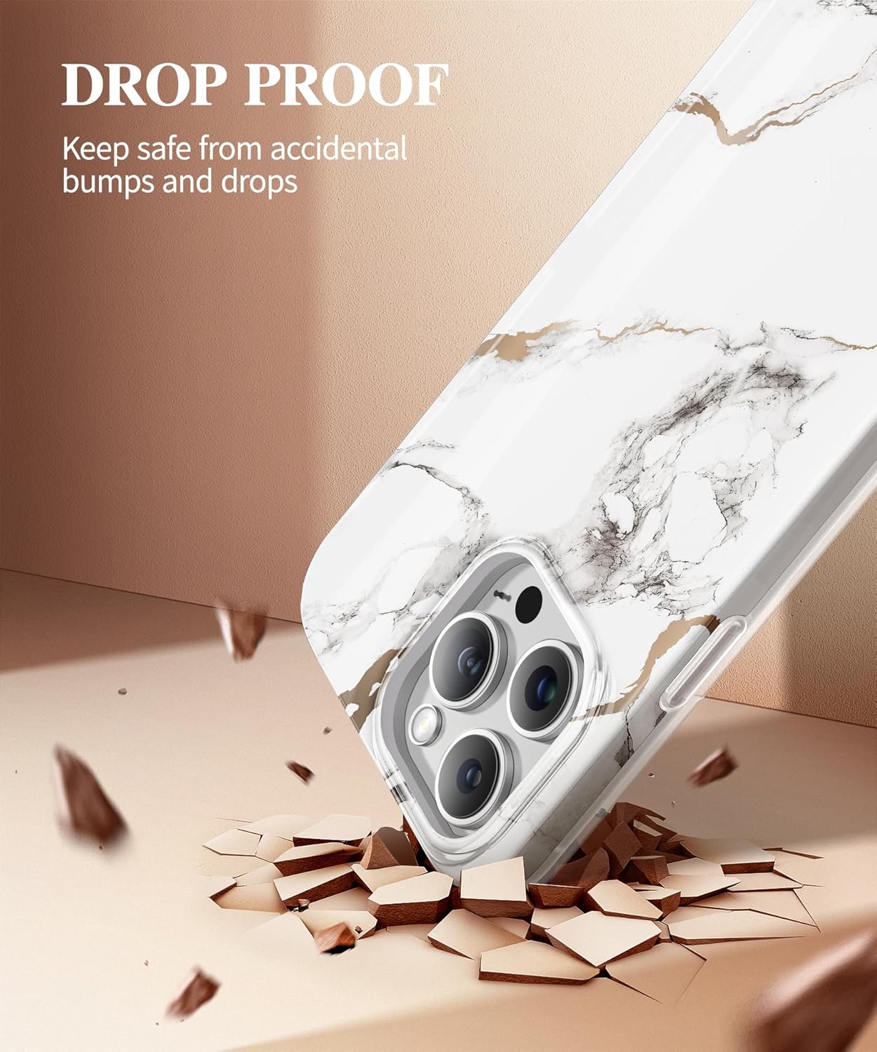iPhone 15 Pro White Marble Case