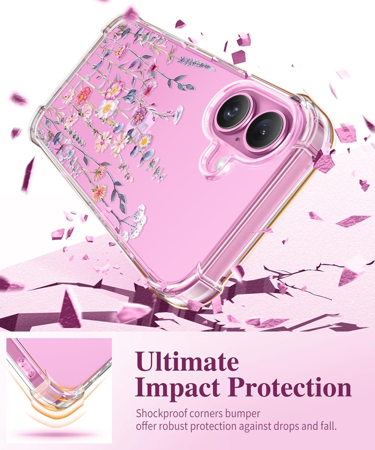 GVIEWIN for iPhone 16 Plus Case Floral