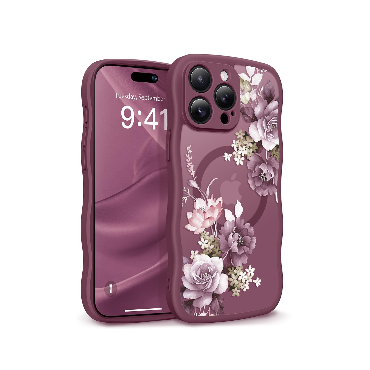 GVIEWIN for iPhone 15 Pro Case Compatible with MagSafe[Curly Wave Edge]