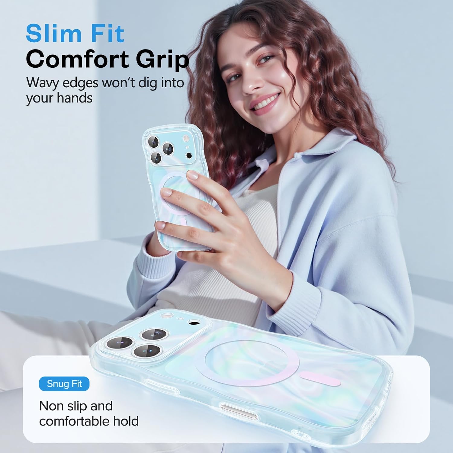 GVIEWIN Magnetic for iPhone 17 Pro Case, Full Camera Protection Blue