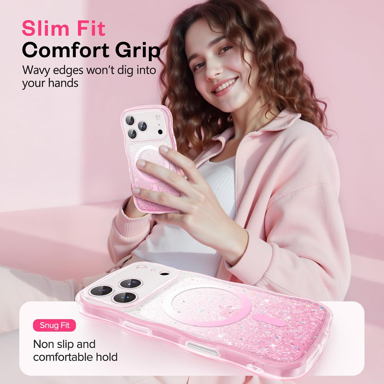 GVIEWIN Magnetic for iPhone 17 Pro Case, Full Camera Protection Pink