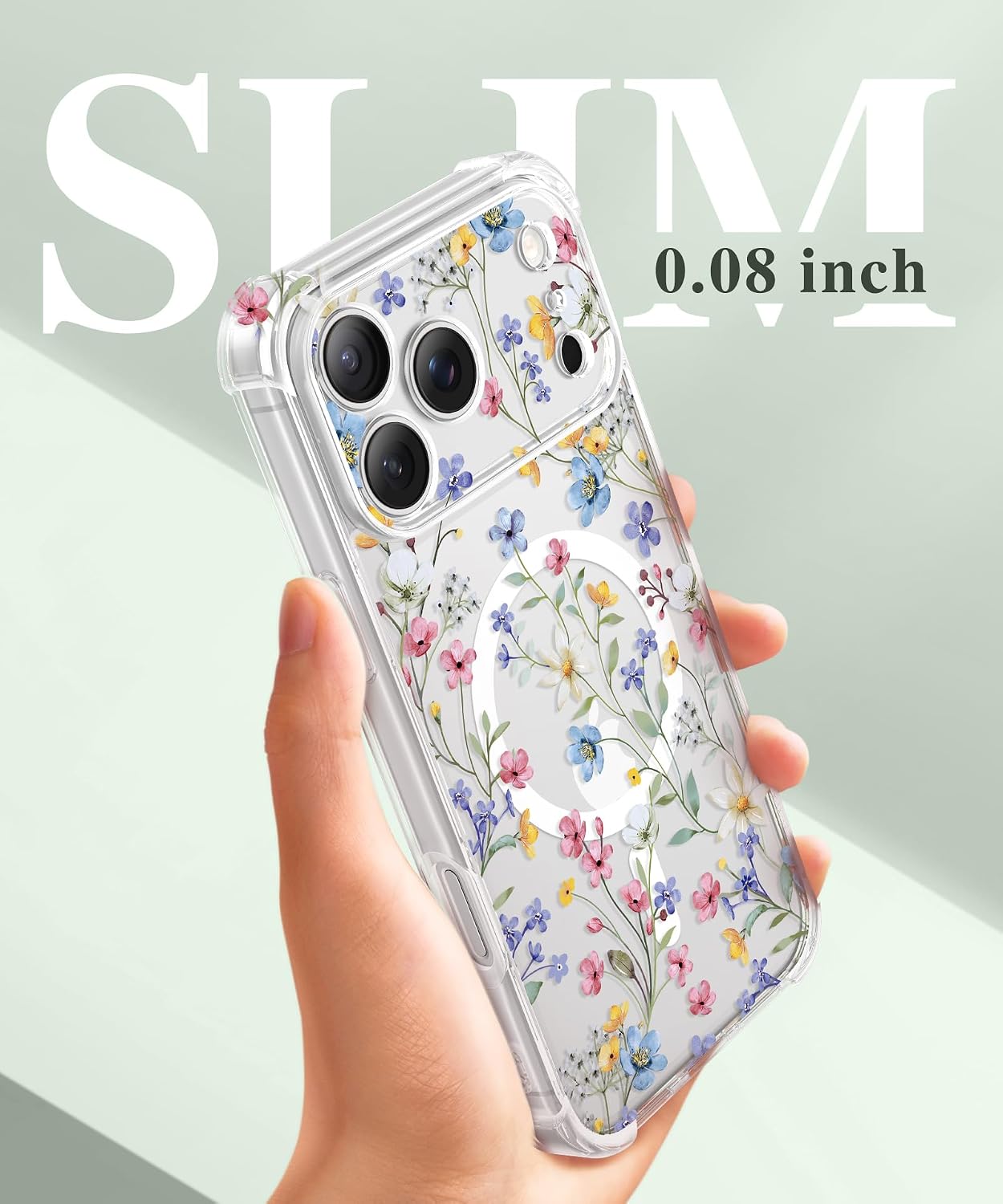 GVIEWIN for iPhone 18 Pro Case Slim, Floret/Colorful
