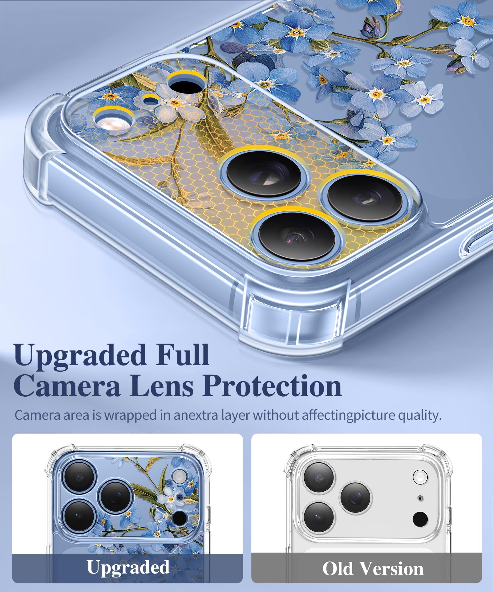 GVIEWIN for iPhone 18 Pro Max Case/17 Pro Max Case Floral Clear Slim Women